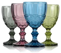 Glass European Retro Plastic Wine Glass Wine Glass Goblet Retro Red Wine Goblet Carved Embossed Juice Water Glass