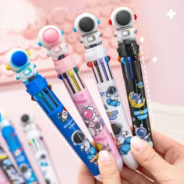 Długie 10pcs/Lot Cartoon Astronaut 10 color ballpoint pen kawaii uczeń 10 kolorów PIT Ball Pen do pisania artykułów szkolnych biurowych