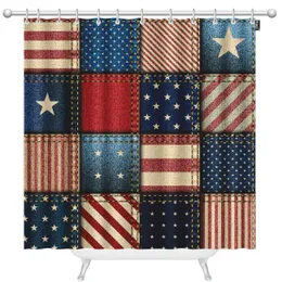 American Flag Presh Curtain, czwarte lipca Niepodległość Dzień Niepodległości Art Uży USA Flag prysznicowy, amerykańskie zasłony łazienkowe Zestawy