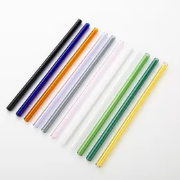 Colorful 20cm Glass Straws Drinking Straight Straws Borosilicate Curved Straws Glass Drinking Straws Clear Colorful For Milk Cocktail