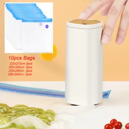 Maschine Handheld Food Vacuum Sealer Verpackungsmaschine USB wiederaufladbare Versiegelung Vakuumpacker mit 10 Prozent wiederverwendbarer Vakuum Reißverschlussbeutel