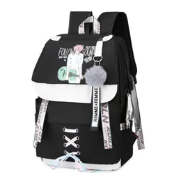 Große Schultaschen für Teenager -Mädchen USB Rucksack Frauen Buchbags Student Student Pink Printing Big Capacity College Schoolbag Neu L3673399