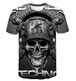 Skull T Shirt Men Skeleton Tshirt Punk Rock Tshirt Gun T Shirts 3D Print Tshirt Vintage Men Clothing Summer Tops Plus Size 6XL5857430