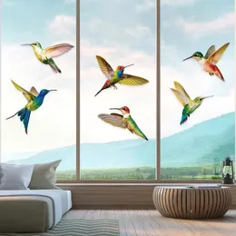 Naklejki ścienne 6pcs Naklejka Hummingbird Glass Galce elektrostatyczna Film przeciwbrzeżenia okienka zapobiegania uderzeniom ptaków niezwiązanych z klejem