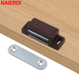 Naierdi 10 Stücke Plastikschrank Magnet Latch Latch Black Magnetabs Schrank Fang Türfang für Schränke, Schubladen und Fensterläden