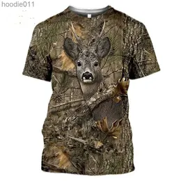 Men's Hoodies Sweatshirts Mens and womens camouflage hunting animal 3D T-shirt deer wild boar wolf printed short sleeved shirt urban fashion C24325