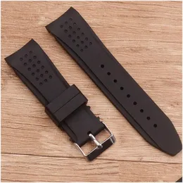 Titta på bandtillbehör Sile Rem Curved Interface 24mm Pin Buckle Mens för alla varumärken Drop Leverans klockor DHJT1