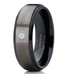 Men039S 8mm Silver Borsted Black Edge Tungsten Carbide Ring Diamond Wedding Band Jewelry for Men us Size 6139475812