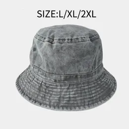 2023 Big Head Plus Size Bucket Hat for Men Pure Cotton Cotton Panama Fisherman Mulheres coreanas 59cm 60cm 62cm 63cm Sun 240403