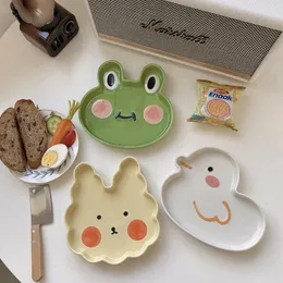 Plates Ceramic Cake Dessert Tray Kawaii Bowl Plate Candy Sushi For Children Cute Animal Breakfast Dish Tableware Vaiselle