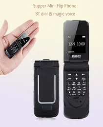 Original Longcz J9 066Quot أصغر الهواتف المحمولة Mini Flip Mobile Phone Wireless Bluetooth Dialer FM Magic Voice Hands Earp1276633