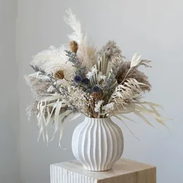 Dekorativa blommor naturligt torkad dekor bukett bröllop blommor arrangemang fluffiga vass pampas gräs jul bondgård boho hem dekoration