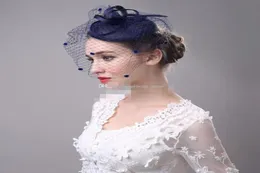 Elegante Hochzeitsfeier Brautkopfschmuck Kirche Hats Brauthüte Günstige handgefertigte maßgeschneiderte navy blaue Hut Kentucky Derby Hats2332540