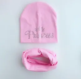 Cappello per bambini Childrens Autunno Princess Diamond Baby Hat Girl Boy Cap Kids Cotton Beanie Bonnet Children Scarf Set Baby Cap6065227