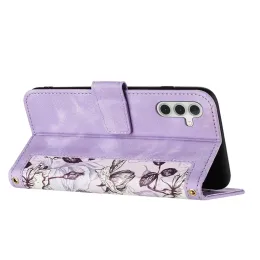 Blumendruck Wallet Hülle für Samsung Galaxy A13 A14 A23 A34 A54 A33 A53 S23 S22 S21 Lanyard Card Slots PU Leder Flip Cover