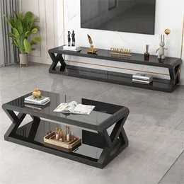 Modern Creative Tempered Glass TV Stand Living Room Furniture Home Small Apartment TV Cabinet Nordic Double Layer Center Table