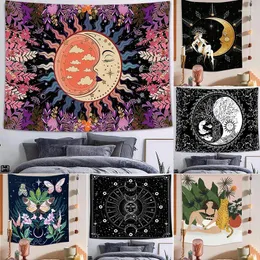 Tapissries Nordic Bohemian Tapestry Moon Girl tryckt heminredning Väggduk Multikombination strandkudde väggmålningar dukar