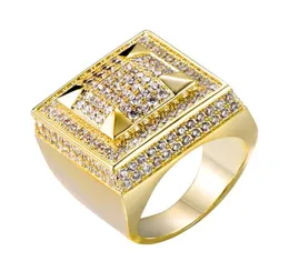 personalisierter Schmuck Gold Weiß Gold plattiert Herren Diamant Eced Out Man HipHop Rapper Finger Ringe Square Pinky Ring für Männer Geschenke F9682108