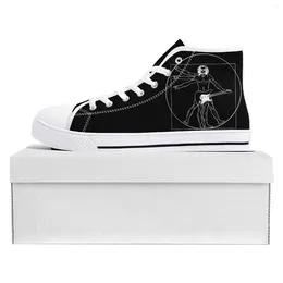 Casual Shoes Vitruvian Man Guitar Da Vinci High Top Quality Sneakers Teenager Mens Womens Canvas Sneaker Custom Couple