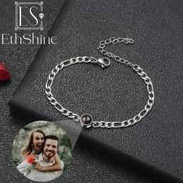 Acciai inossidabile Bracciale personalizzato con immagine all'interno di braccialetti di proiezione PO per donne coppie fidanzata mamma regalo di Natale 240409