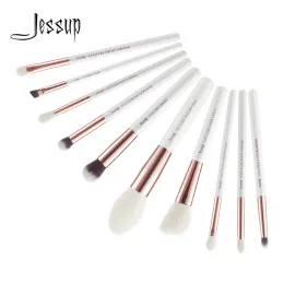 Kitler Jessup Fırçalar 10 PCS Profesyonel Makyaj Fırçası Kiti İnci Beyaz/Gül Altın Doğal Kıl