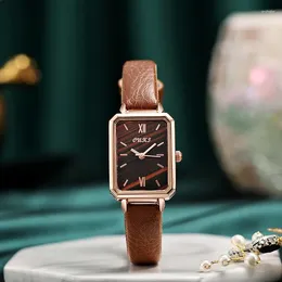 Wristwatches Vintage Square Watch Ladies Belt Suitable For Gifts Quartz Women'S Elegant Woman Accessories