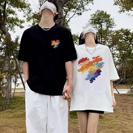 Leisure Style Summer T-shirt Short Sleeved Women's 2023 New Creative Graffiti Versatile Loose Top Couple Outfit