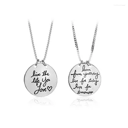 Pendant Necklaces Europe And The United States Jewelry Round Letter Tag Live Life You Love Necklace