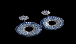 Spring Nowe zaprojektowane kolce na uszach Kolorowe cyrkon wielowarstwowe obręcze Kolki Kolczyki Luksusowa biżuteria1697501