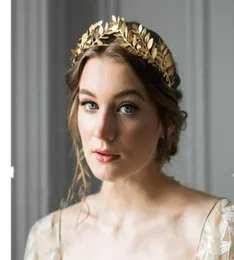 Accessori per capelli Europei Gela greca Goddessa Foglie Gold Metallic Gold Branch Crown Band Wedding Tiara1010029