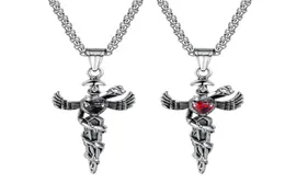 Stainless Steel Caduceus Angel Wing Symbol of Medicine Doctor Nurse Pendant Necklace For Mens Boys5222921