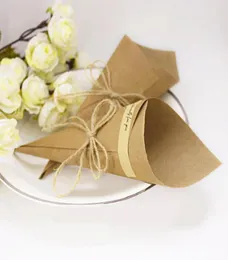 Behogar 100 PCs Retro Kraft Paper Cones Bouquet Candy Bags Boxes Hochzeitsfeier Geschenke mit Ropes Label 7450747