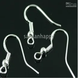 500st 925 Sterling Silver Earring Fynd Fishwire Hooks smycken DIY 15mm Fish Hook Fok Coil Ear Wire241D