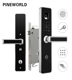 Impressão digital biométrica do pineworld Smart LockHandle Porta Eletrônica LockfingerPrintrfidKey Tela de toque de Senha Digital Lock 2016223718
