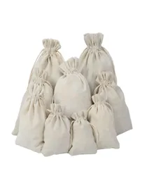 Canvas Drawstring Pouches Jewelry Bags 100 Natural Cotton Laundry Favor Holder Fashion Bag2134368