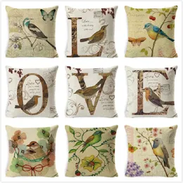 Pillow Case Love Cover Cotton Leinenbrief Liebhaber Vogel anlmal Home Decorative Wurf Funda Cojin