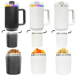 RTS 40oz pulverbelagd vit svart färgspegel Rainbow Plated Tumbler Outdoor Travel Water Bottle Laser Thermo med avtagbar skruvbas för mellanmål Coffee Share