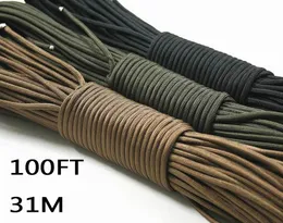 Paracord 550 Paraşüt Kablosu Köğirlü Halat MIL Spec Tip III 7 Strand 100ft 31m Tırmanma Kampı Hayatta Kalma Ekipmanları Tırmanma Halat7322911