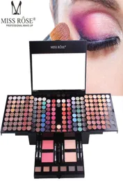 Miss Rose Makeup Sets 180 Color Ocegli Tavolozza di ombretti opachi Shimmer La palette ombreggiata per occhio di lunga durata con pentola Polvere di sopracciglia Blu7218473