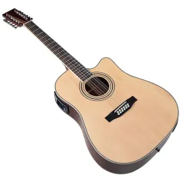 Kable Wysoki połysk 41 -calowy elektryczny gitara akustyczna 12 Black Color Folk Guitar z funkcją Tunera EQ