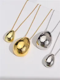 Chains HUANQI Large Size Glossy Metal Water Drop Pendant Necklace For Women Girl 45CM O-chain Classic Fashion Exaggerated Charm Jewelry