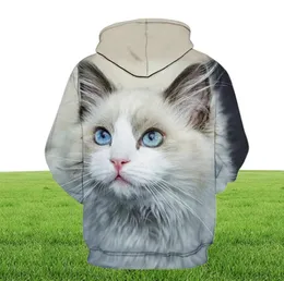 Men039s толстовины толстовины милая кошачья девочка на открытом воздухе 3D -печать капюшона свитер.
