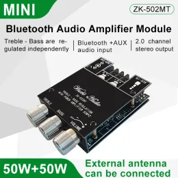 Усилители ZK502MT 2*50W Bluetooth 5.0 Subwoofer Poard 2,0 Канал Audio Sterio Amplifier Aux Bass Treble Amp