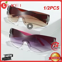 Outdoor Eyewear 1/2PCS Rimless Sunglasses Women Men Trendy Wrap Around Punk Piece Goggles Oversized Sports Sun