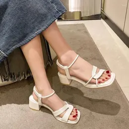 Casual Shoes Summer Women Sandals Narrow Band Vintage Square Toe Flat Cross Strap Thong V Shape Design