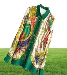 Design del marchio Runway Luxury Plus Top Top Summer Baroque Palace Vintage Shirt Women Stampare abiti da camicetta a maniche lunghe 3L Y2008288299161