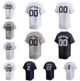 Niestandardowe koszulki baseballowe Aaron Judge Derek Jeter Juan Soto Giancarlo Stanton Home Away Jersey Men Men Youth S-6xl