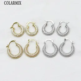 Dangle Earrings 5 Pairs Round Pave Zirconia Gift Lovely Chunky Hoop 18K Gold Plated Jewelry Party 30669