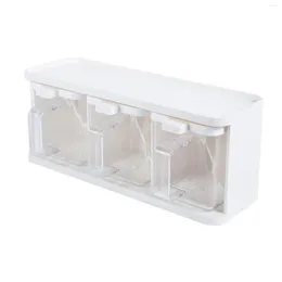 Storage Bottles 3 Grids Kitchen Seasoning Box Multifunctional With Spoons Lid Container For Els Home Cafes Cooking