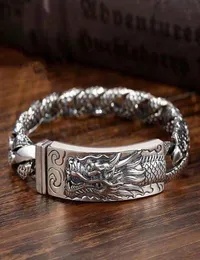 Оригинальный дизайн серебряные браслеты Men039s Тенденция доминирующей личности простой китайский стиль ретро браслет для Boiff4727477355